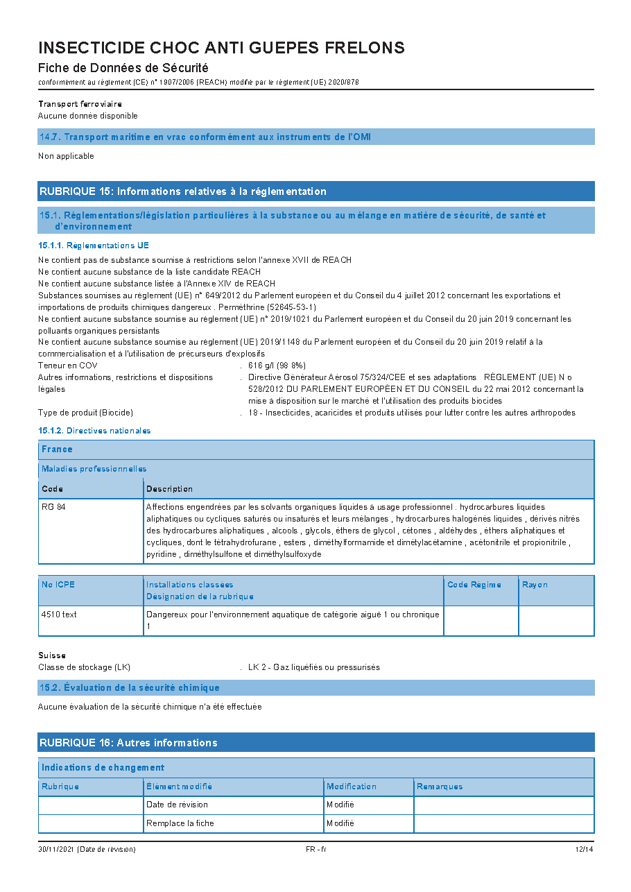 Fiche technique fournisseur
