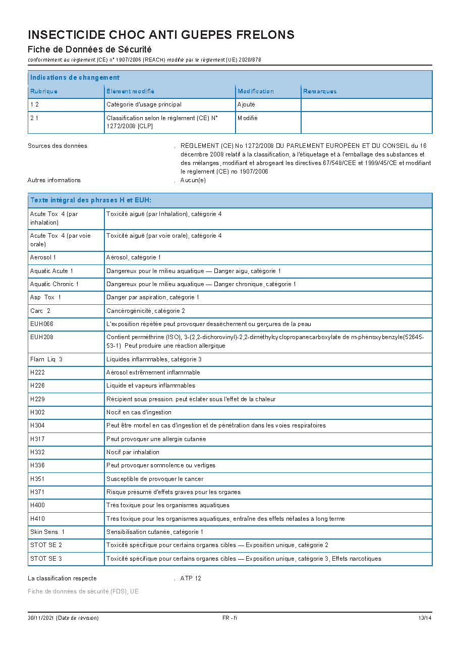 Fiche technique fournisseur