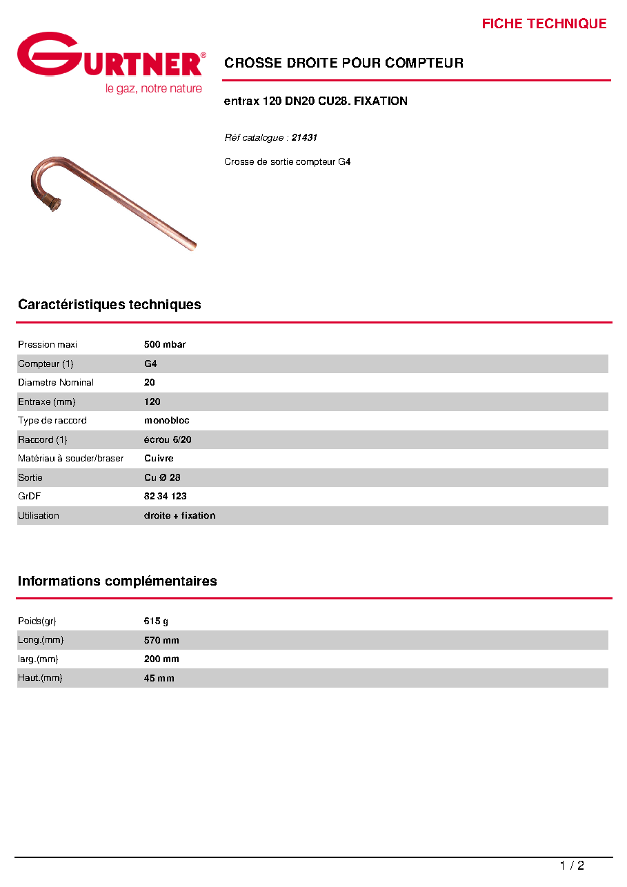 Fiche technique fournisseur