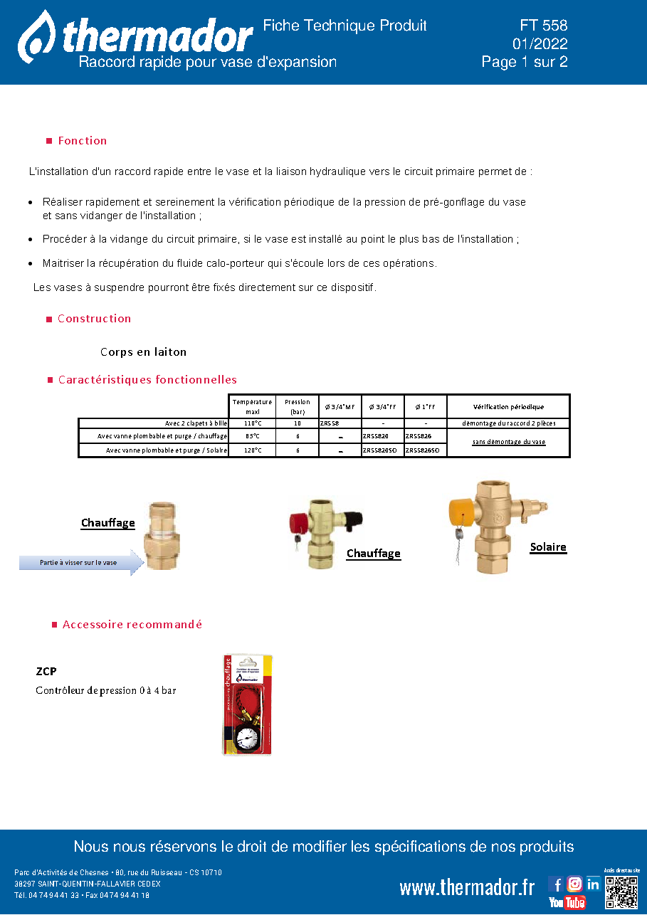 Fiche technique fournisseur