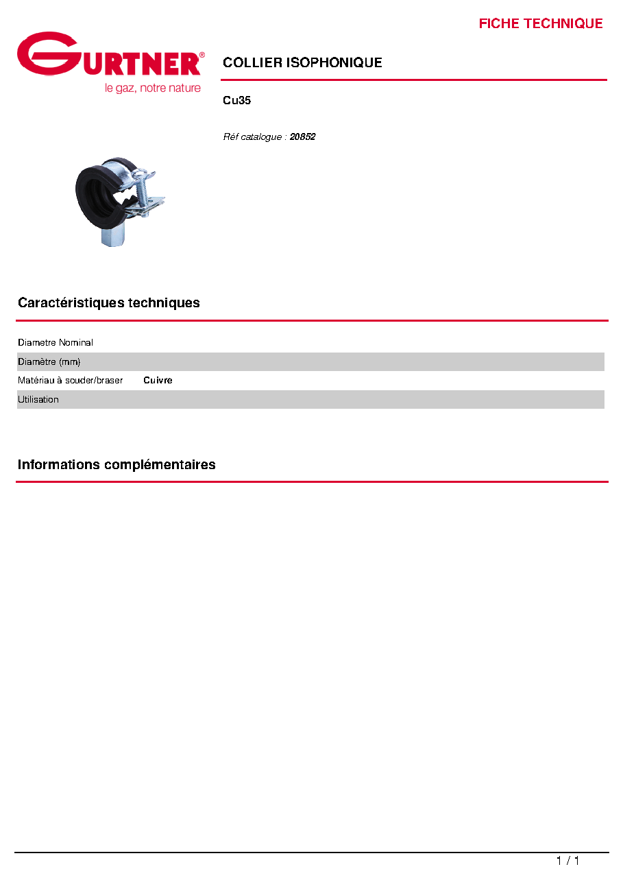 Fiche technique fournisseur