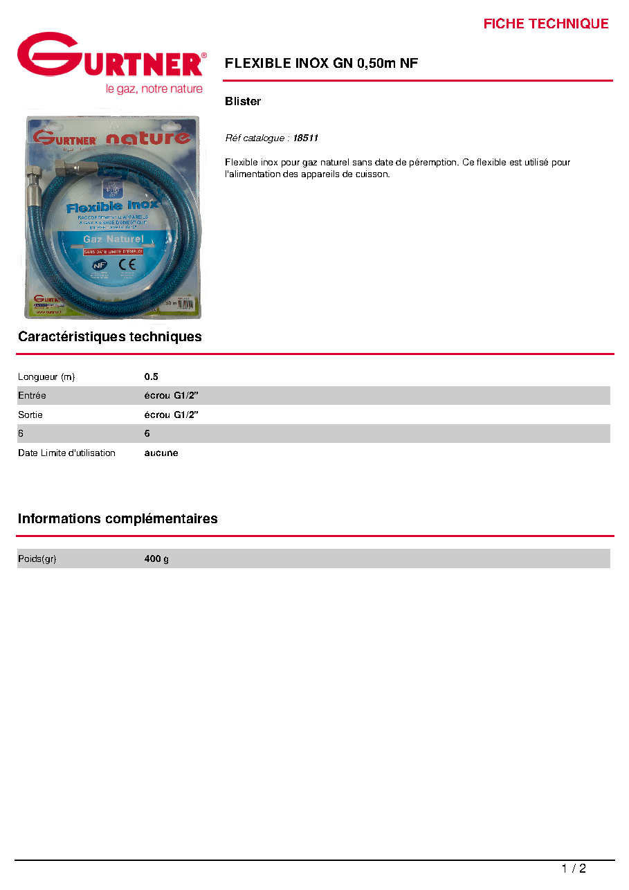 Fiche technique fournisseur