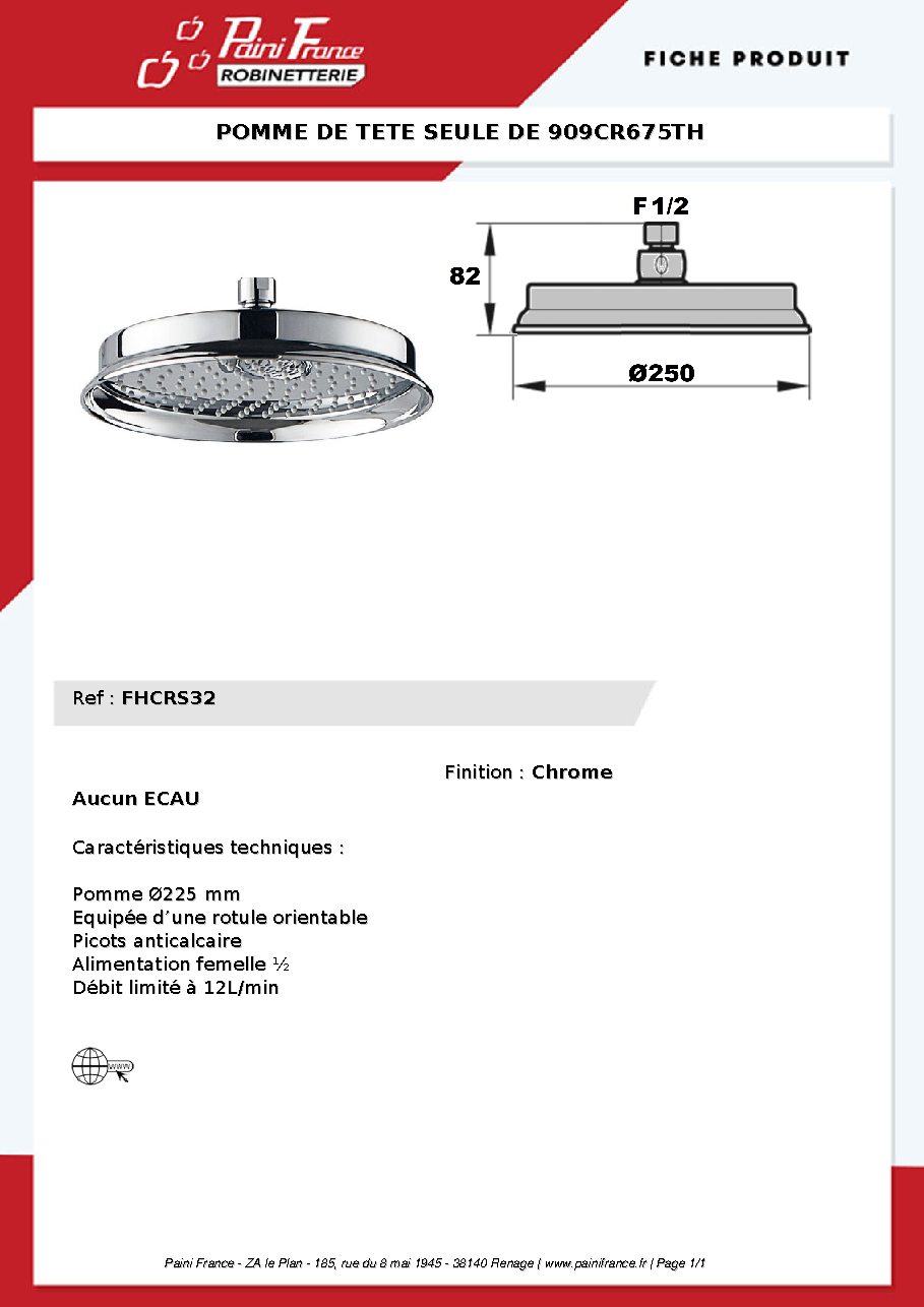 Fiche technique fournisseur