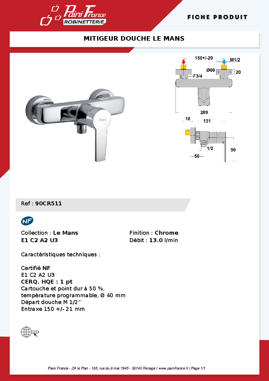 Fiche technique fournisseur
