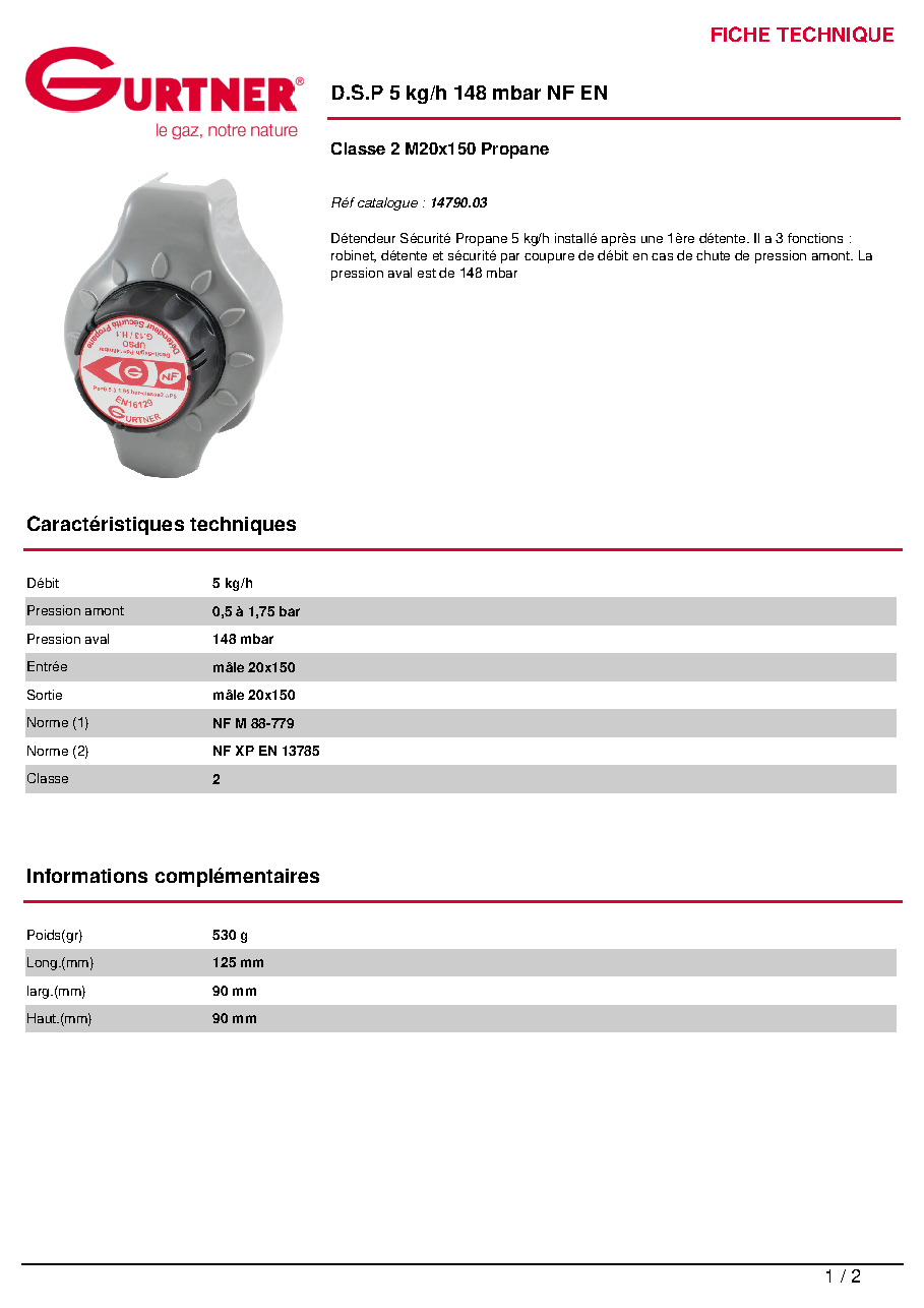 Fiche technique fournisseur