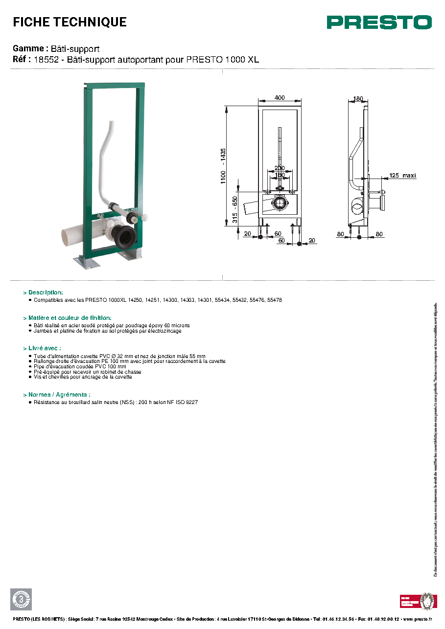 Fiche technique fournisseur