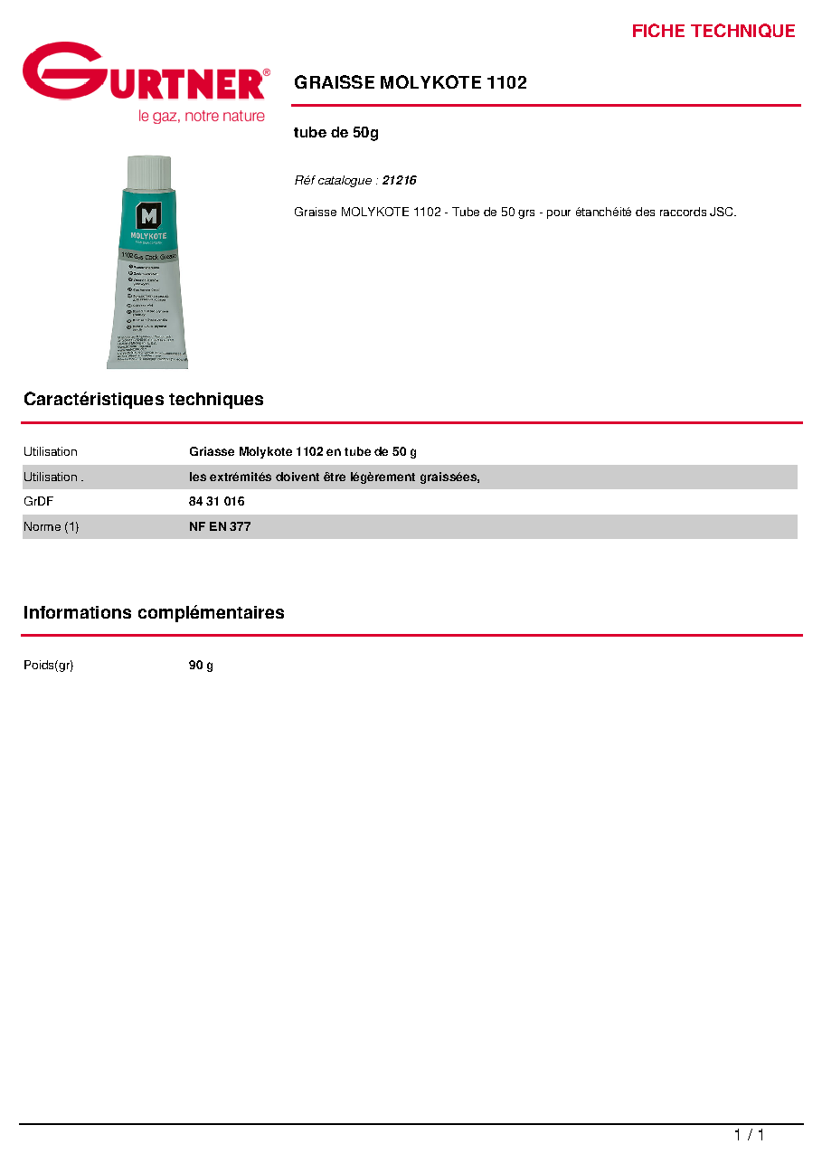 Fiche technique fournisseur