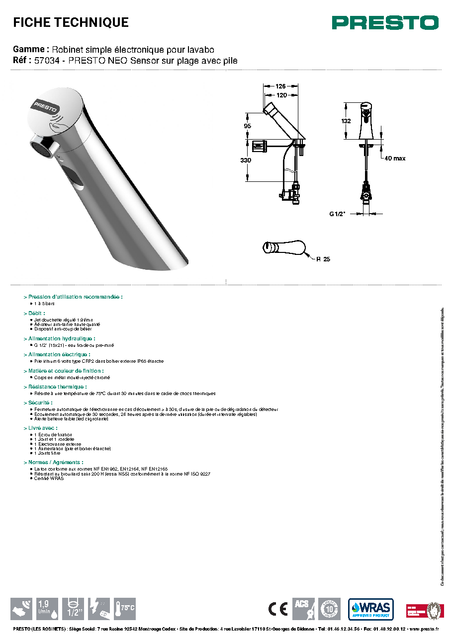 Fiche technique fournisseur