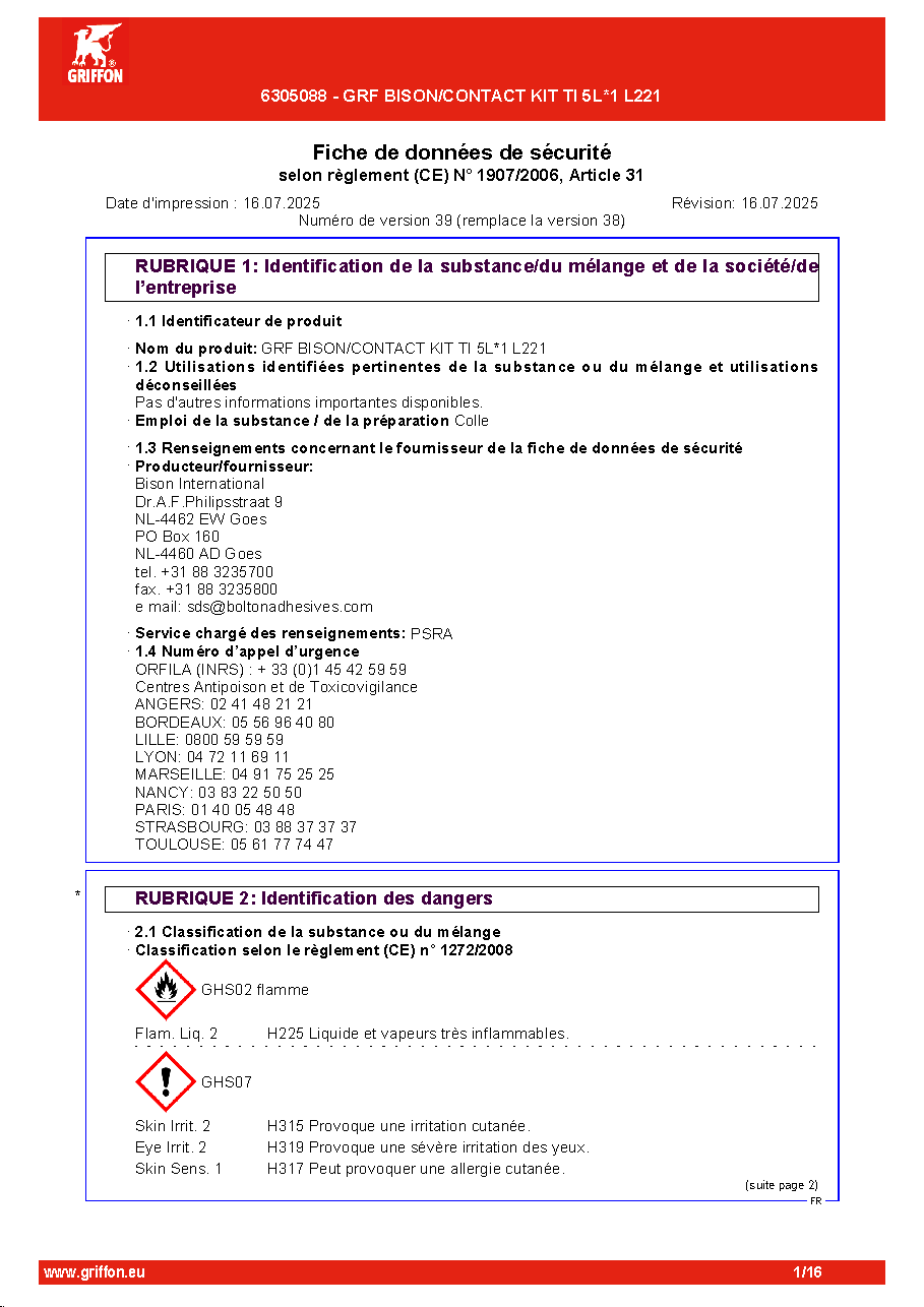 Fiche technique fournisseur