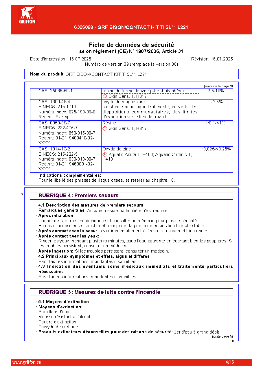 Fiche technique fournisseur