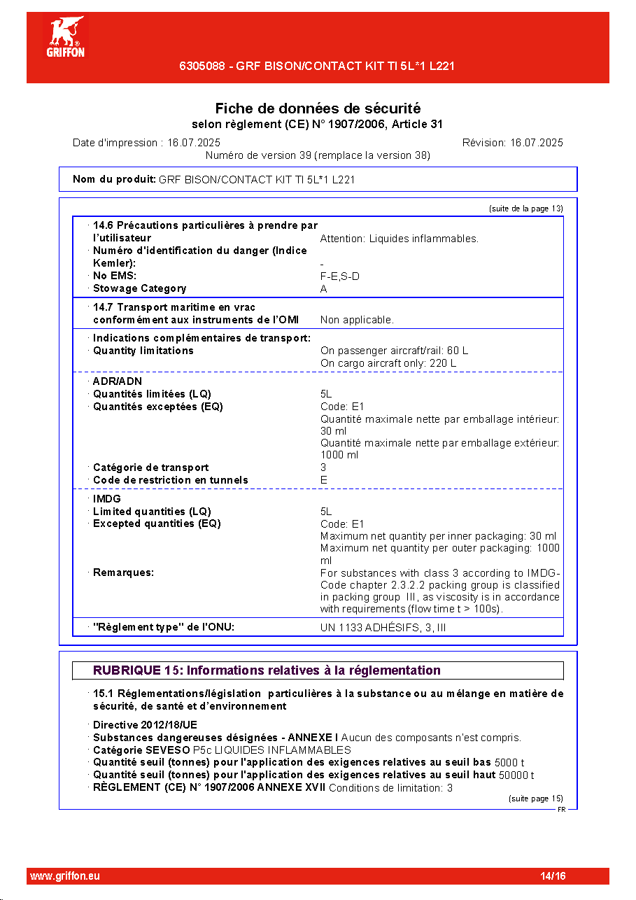 Fiche technique fournisseur
