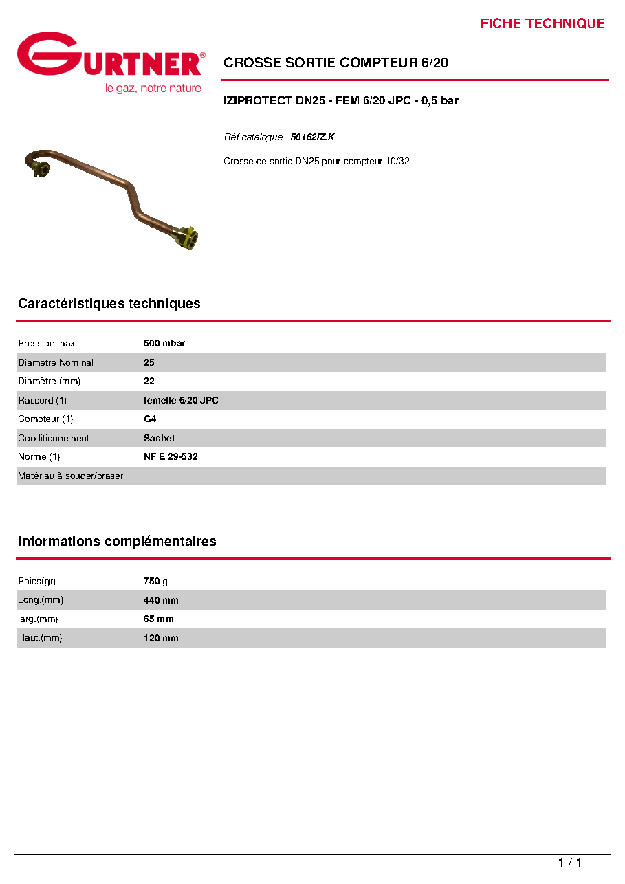 Fiche technique fournisseur