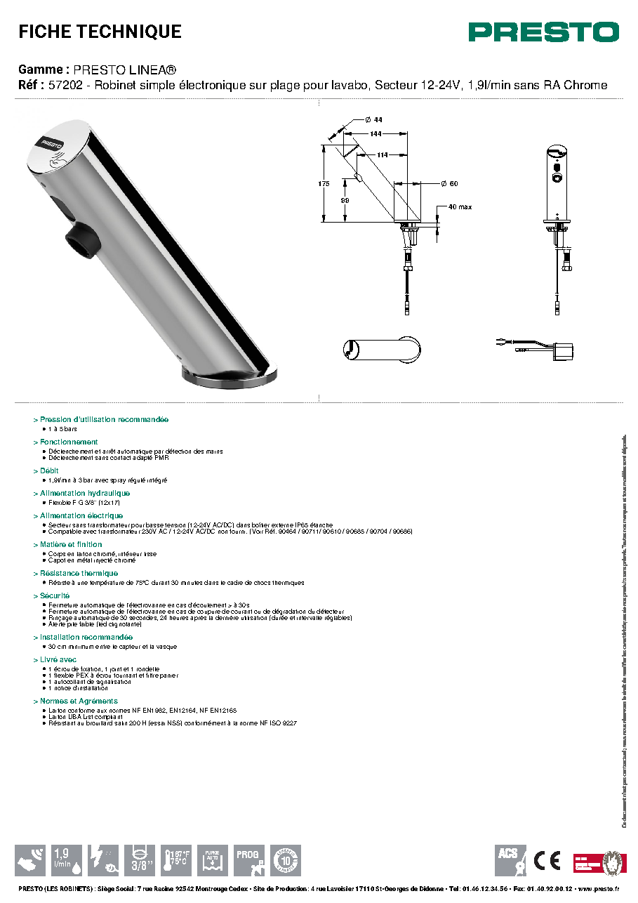 Fiche technique fournisseur