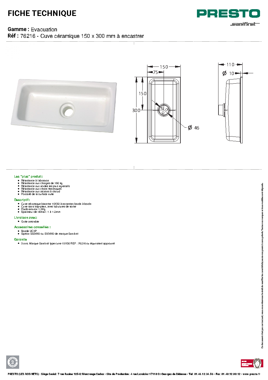 Fiche technique fournisseur