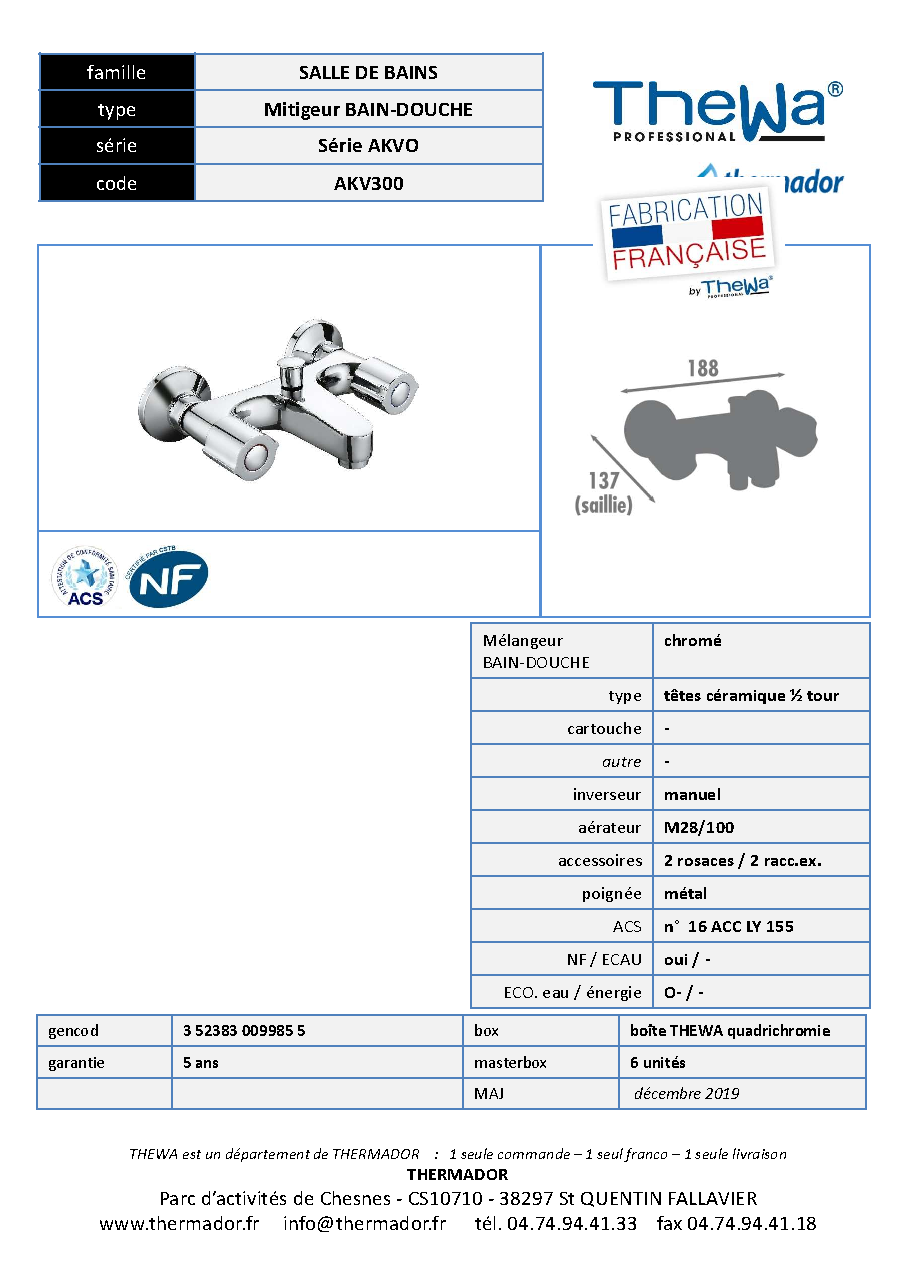 Fiche technique fournisseur