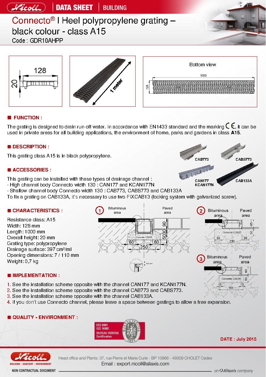 Fiche technique fournisseur