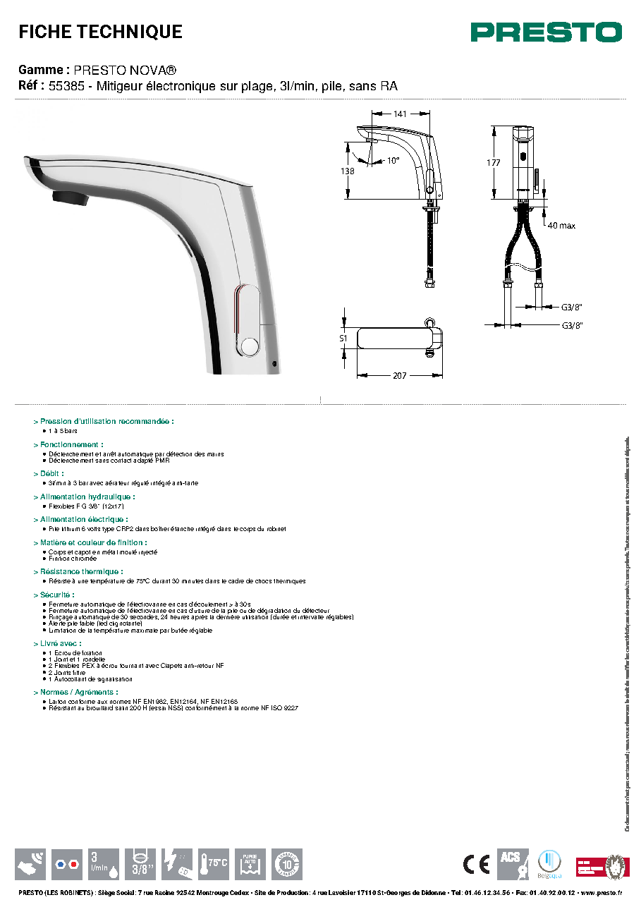 Fiche technique fournisseur
