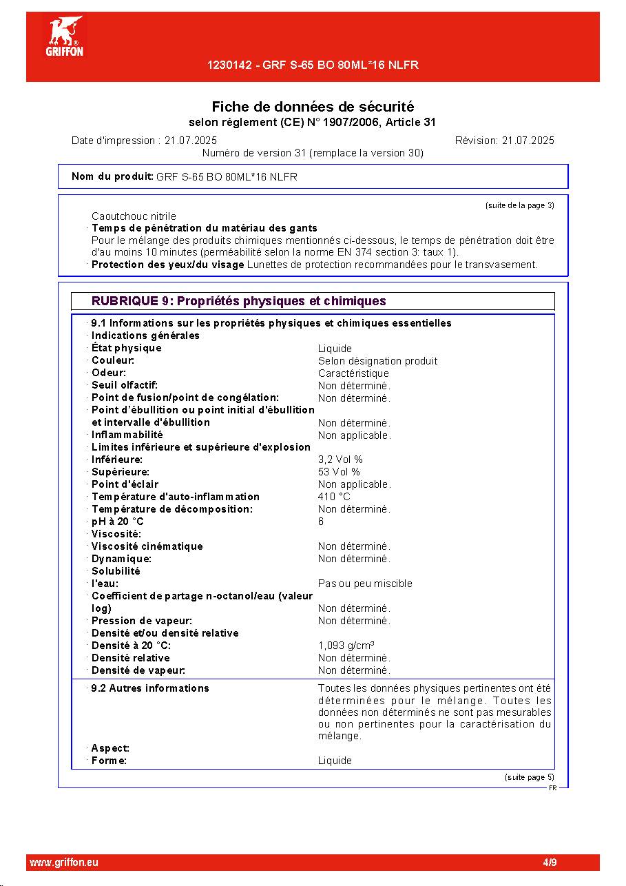 Fiche technique fournisseur