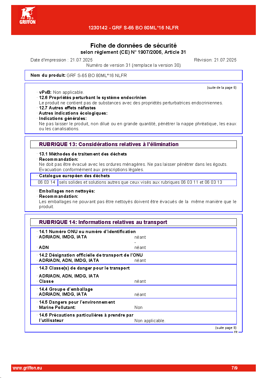 Fiche technique fournisseur