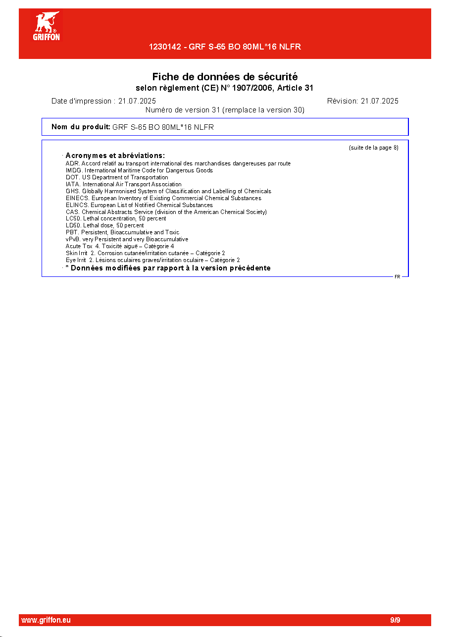 Fiche technique fournisseur