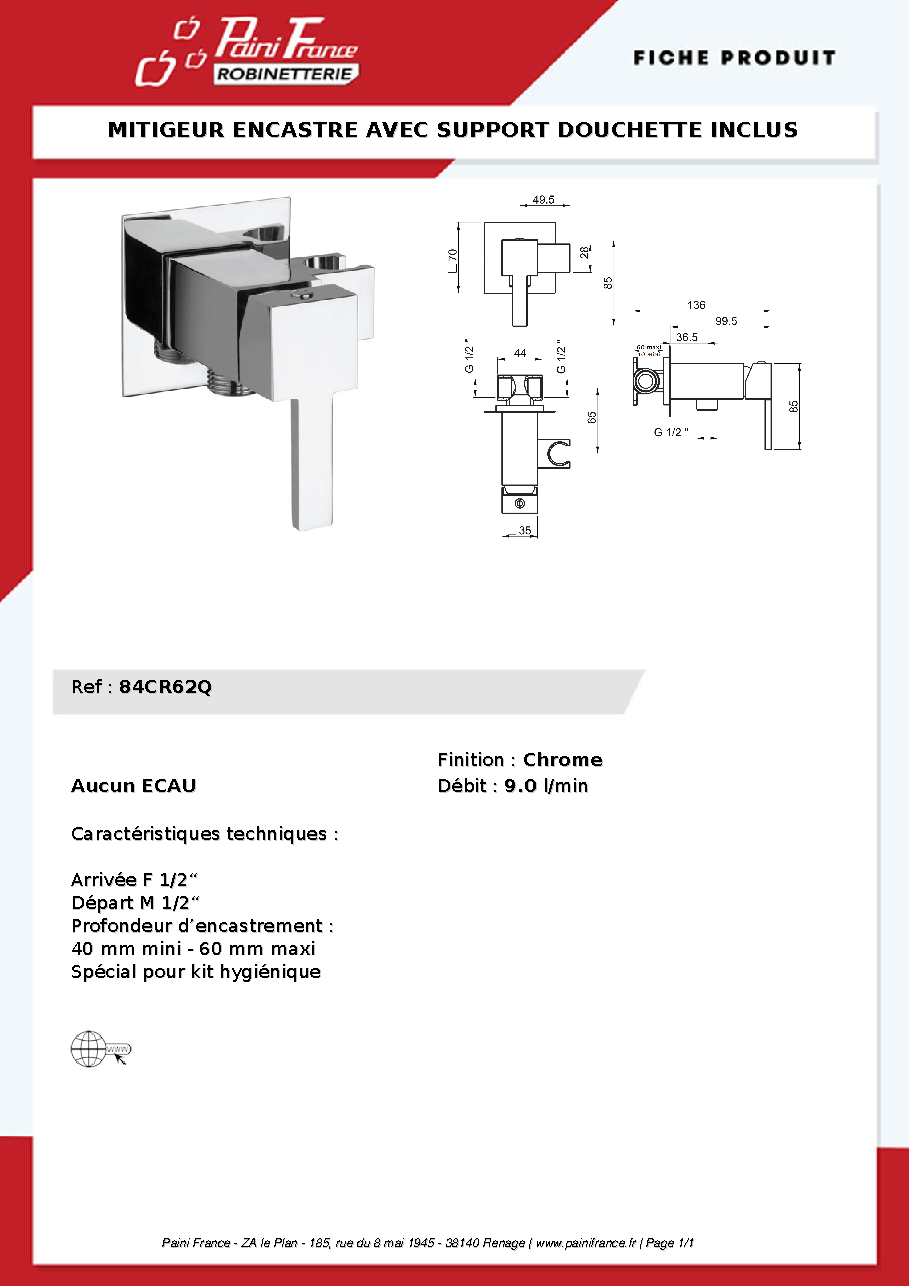 Fiche technique fournisseur