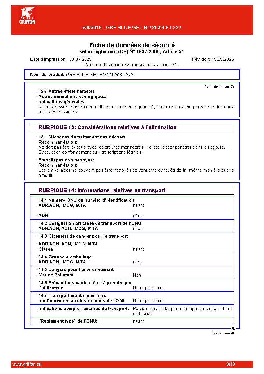 Fiche technique fournisseur