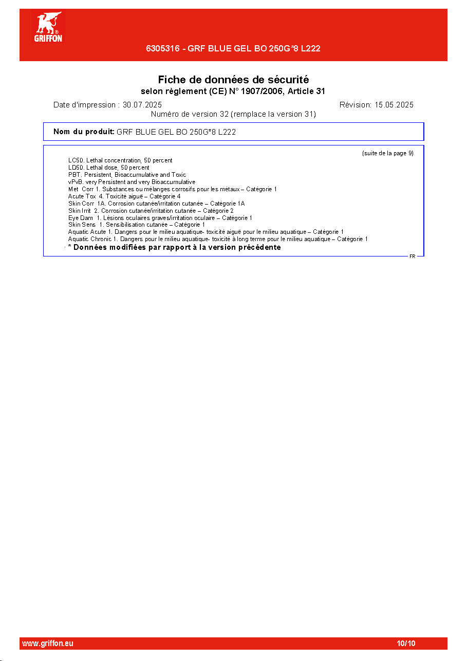 Fiche technique fournisseur