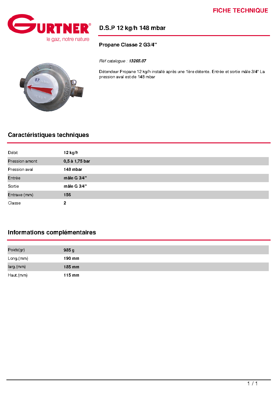 Fiche technique fournisseur