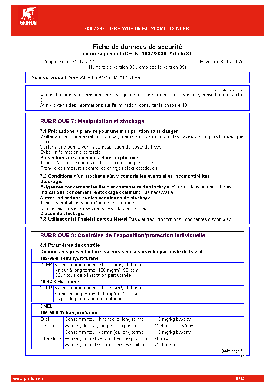 Fiche technique fournisseur