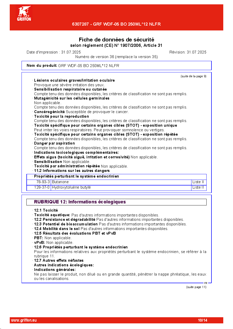 Fiche technique fournisseur