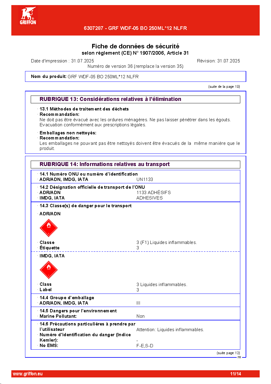 Fiche technique fournisseur