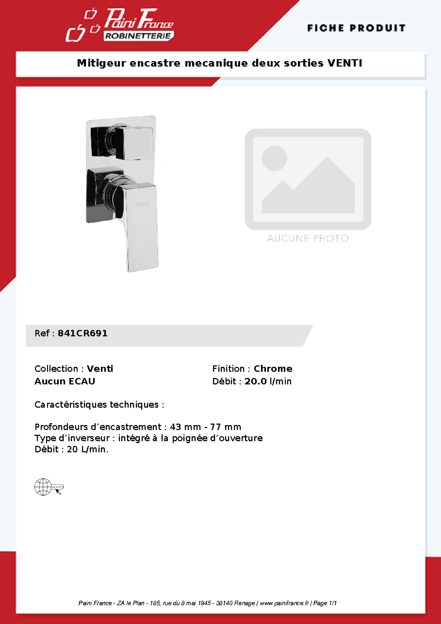 Fiche technique fournisseur