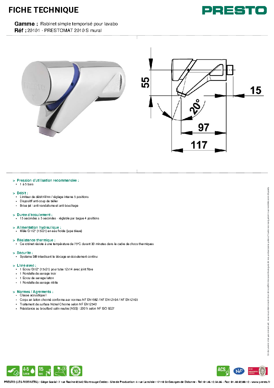 Fiche technique fournisseur