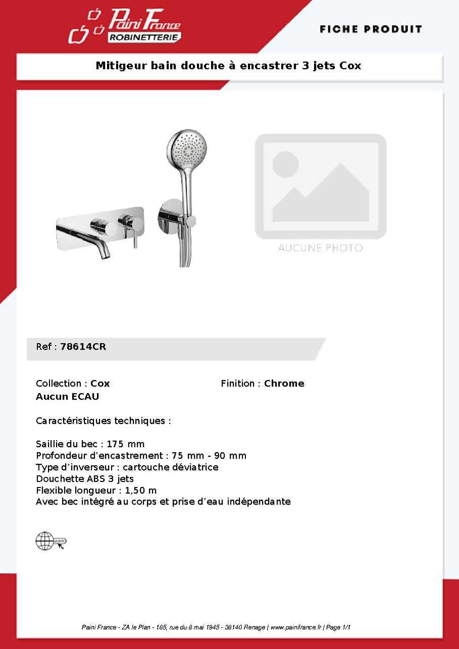 Fiche technique fournisseur