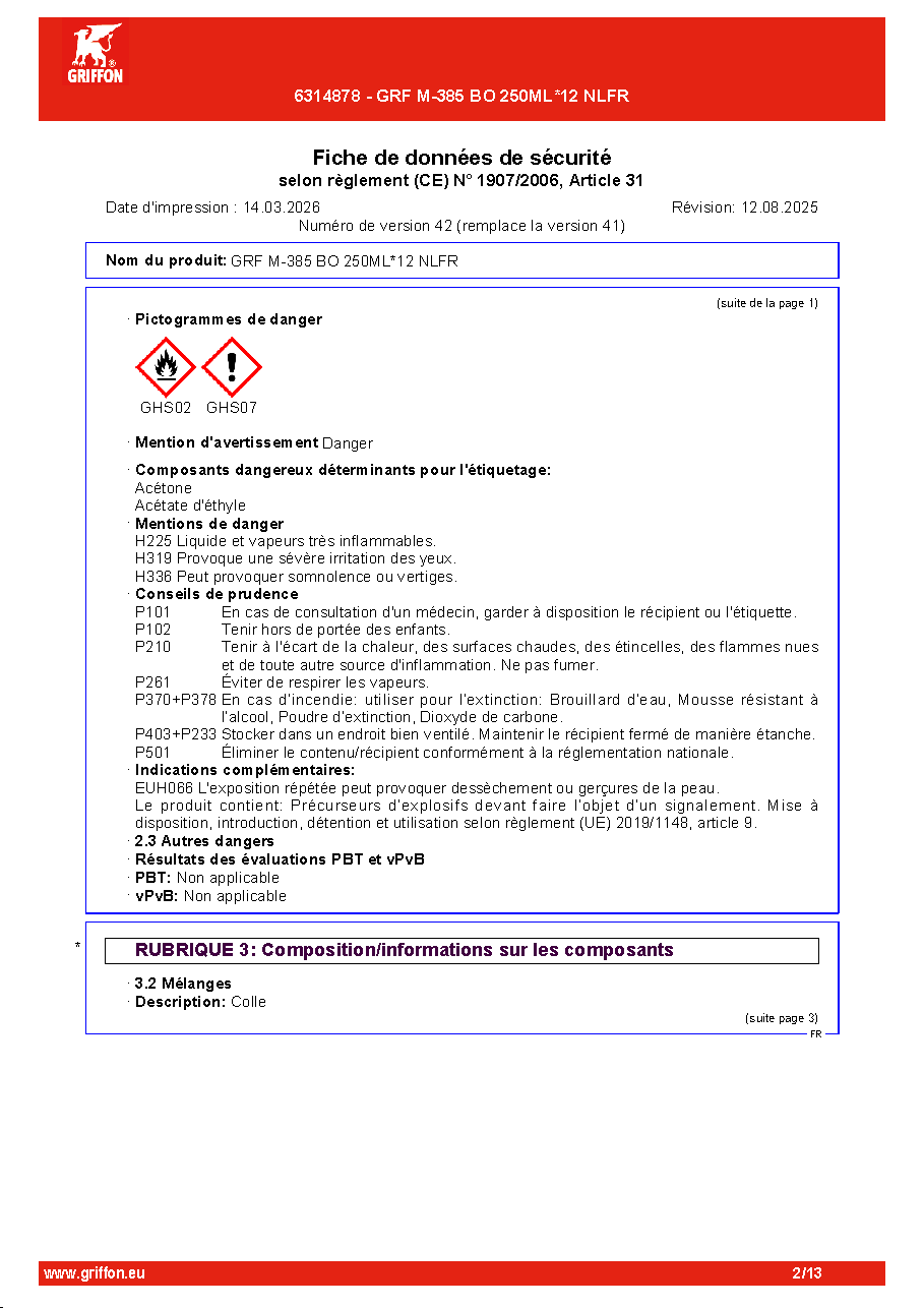 Fiche technique fournisseur