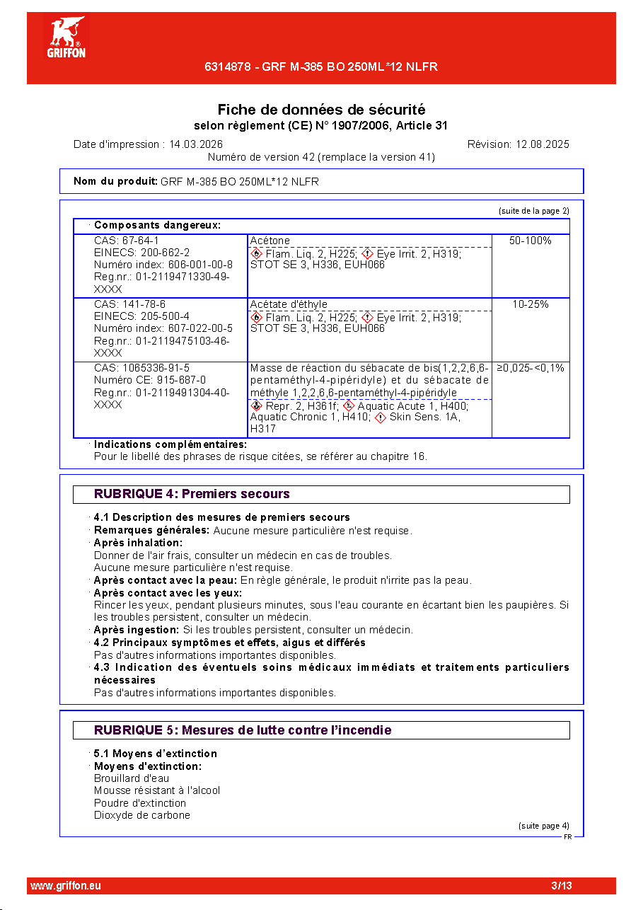 Fiche technique fournisseur