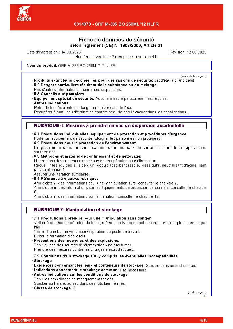 Fiche technique fournisseur
