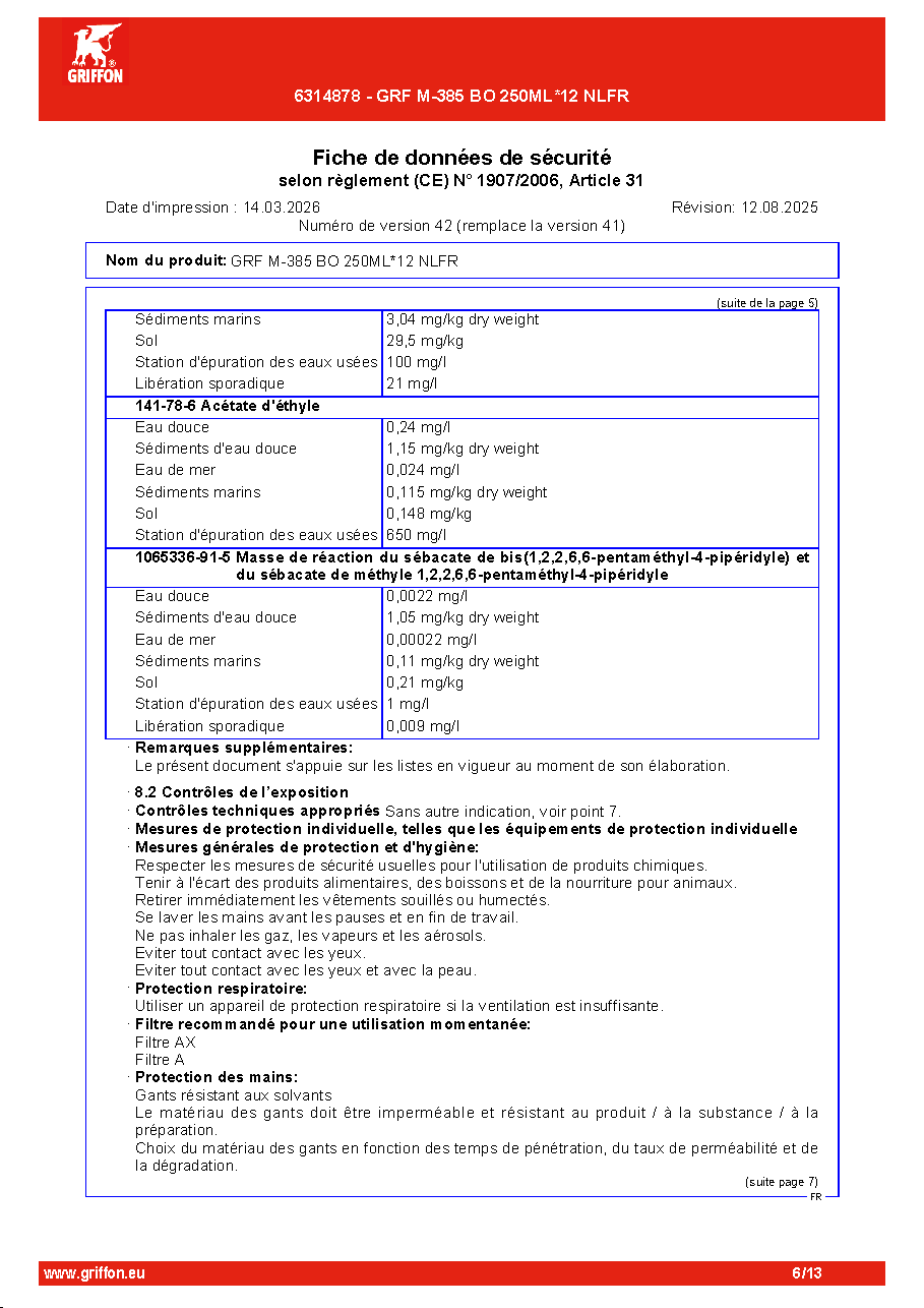 Fiche technique fournisseur