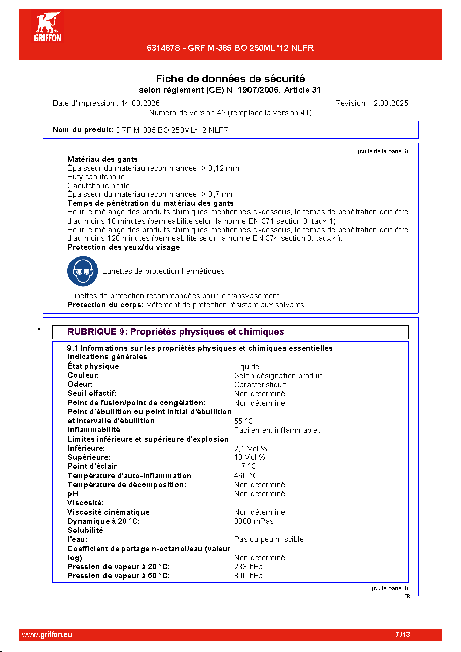 Fiche technique fournisseur