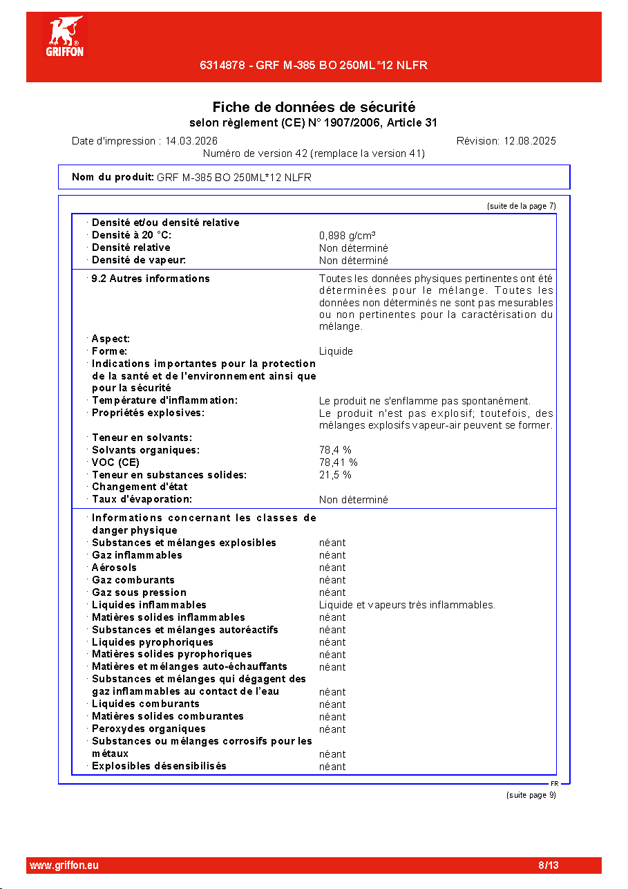 Fiche technique fournisseur