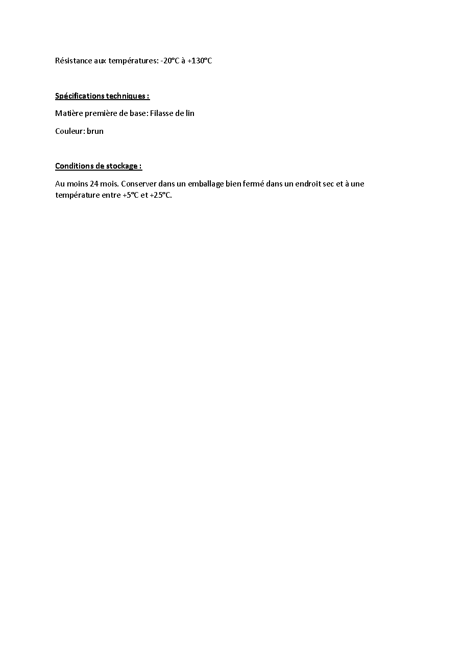Fiche technique fournisseur