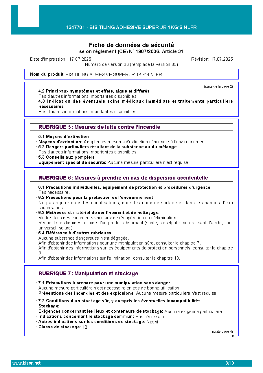 Fiche technique fournisseur