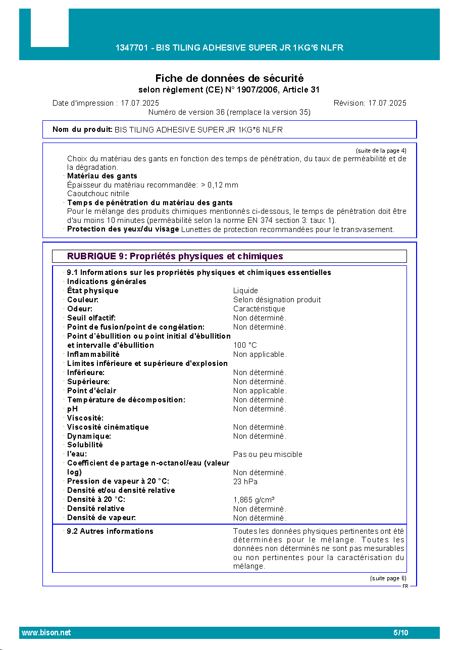 Fiche technique fournisseur