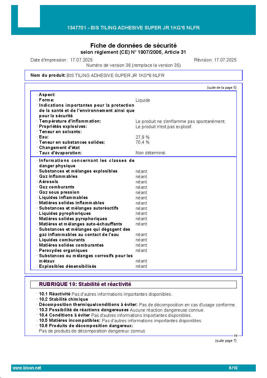 Fiche technique fournisseur