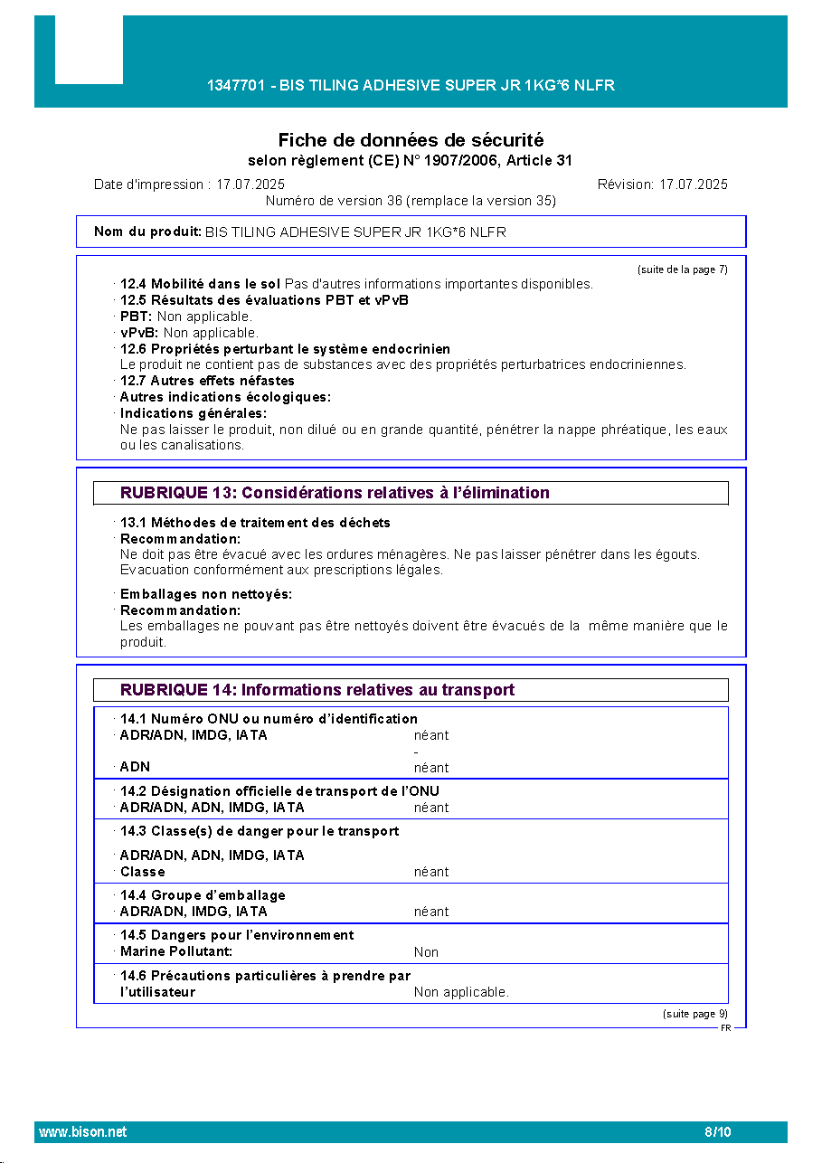 Fiche technique fournisseur