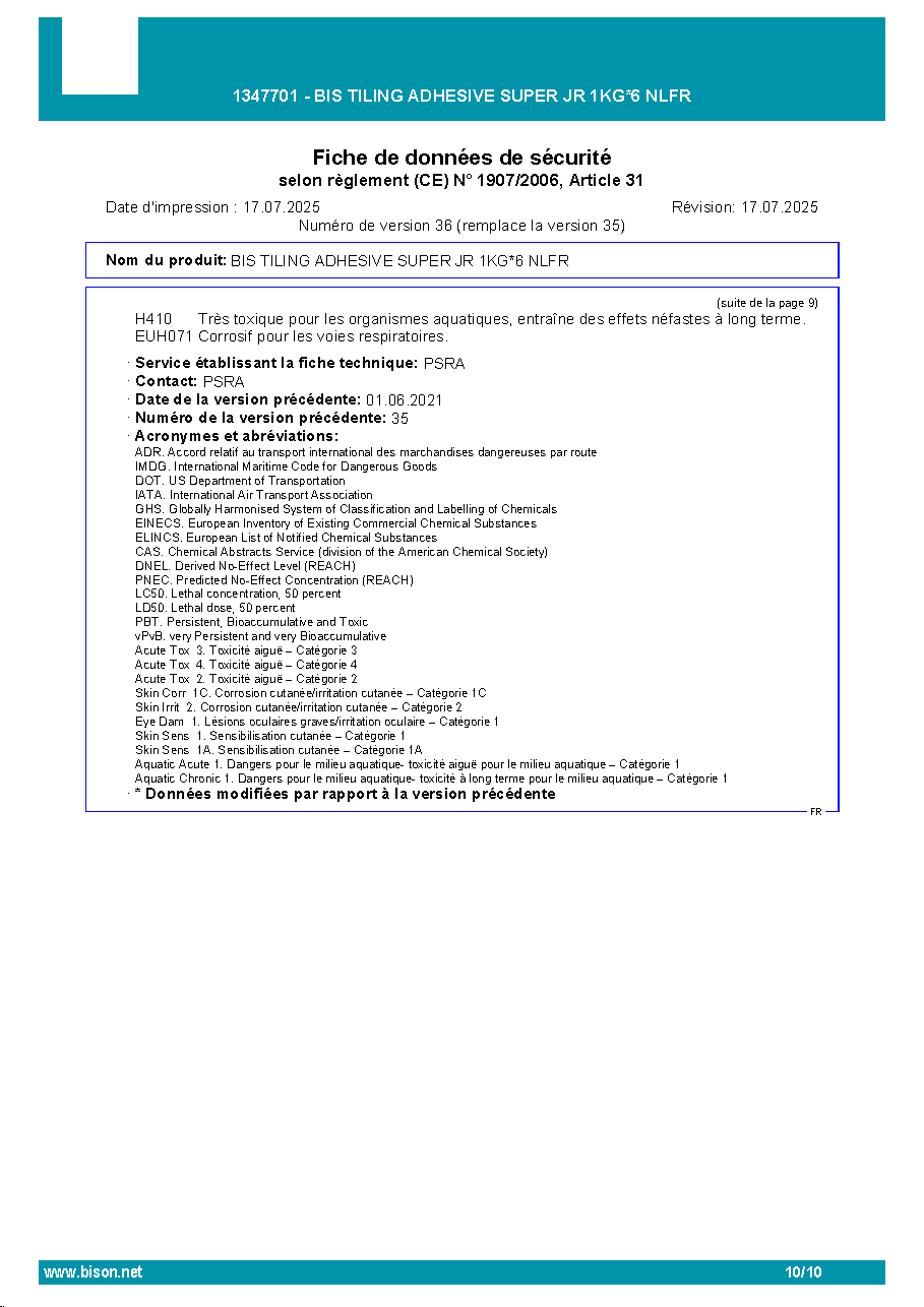 Fiche technique fournisseur