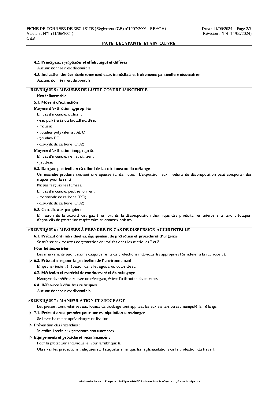 Fiche technique fournisseur