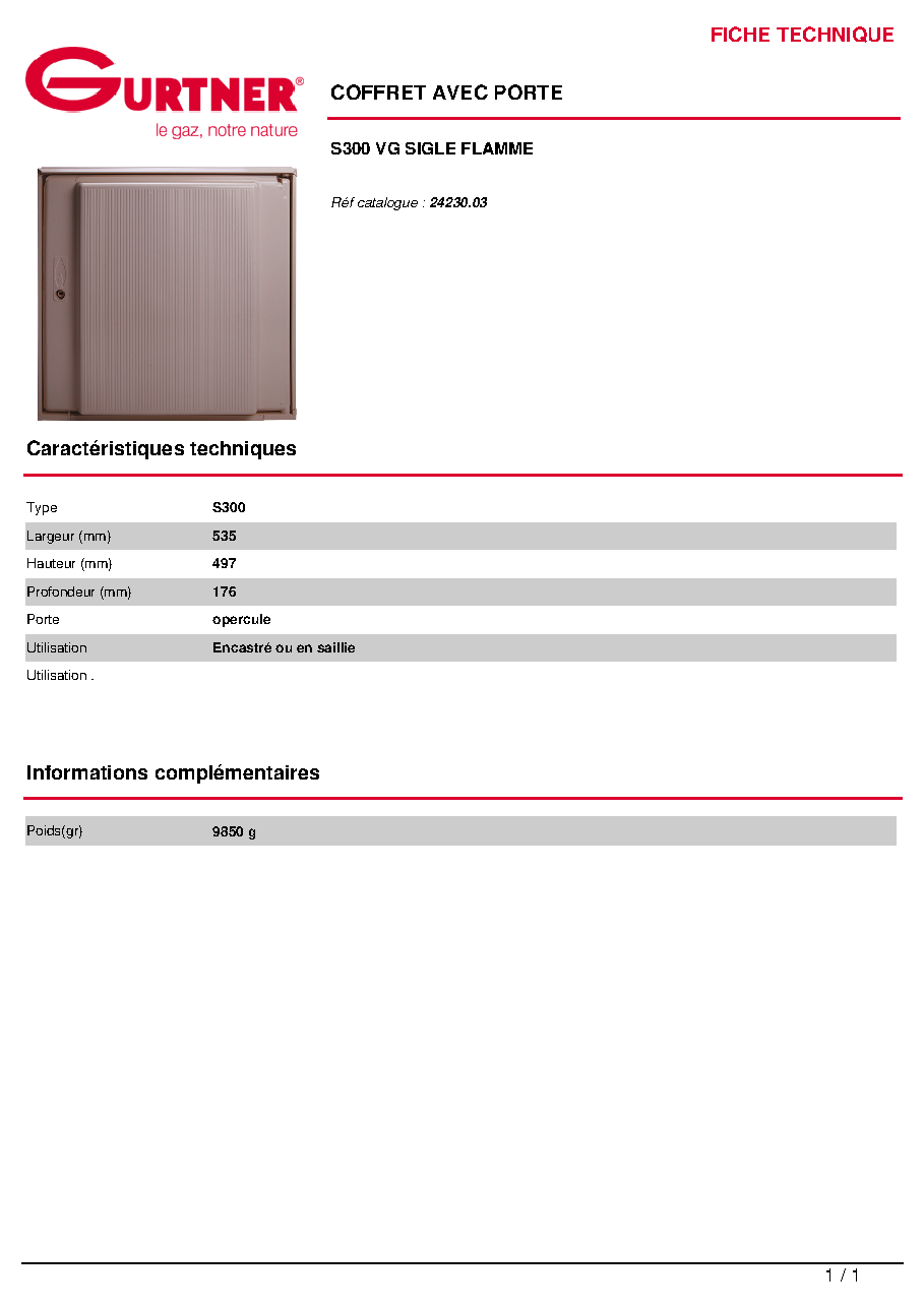 Fiche technique fournisseur