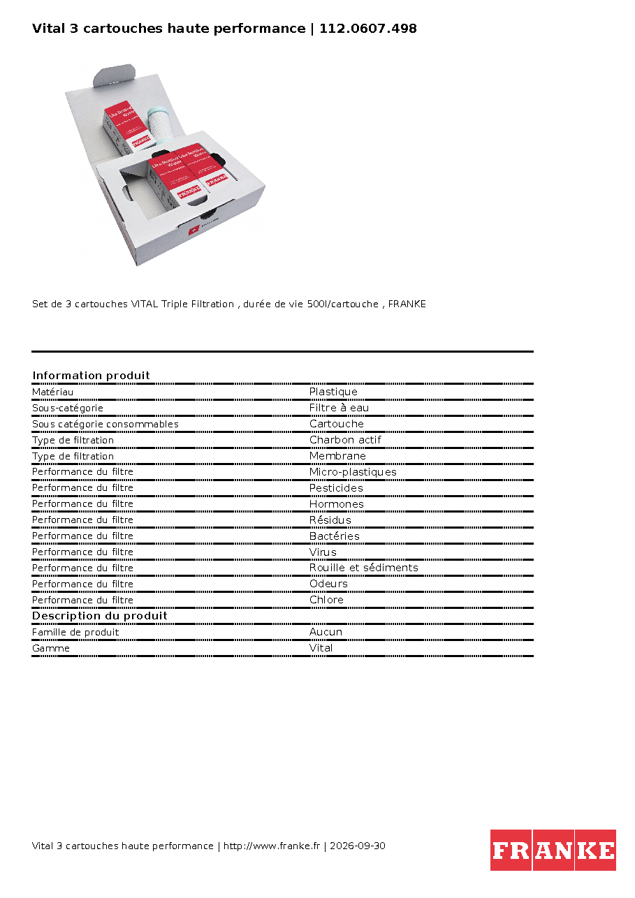Fiche technique fournisseur
