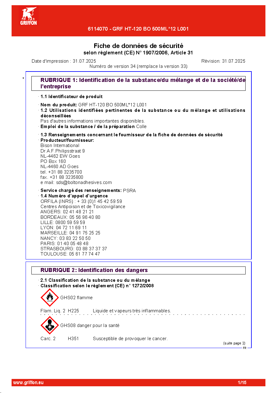 Fiche technique fournisseur